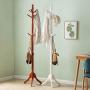 MEETA- Retro Design 9 Hooks Free Standing Sturdy Wood Entryway Coat Rack Hat Tree Hanger Hall with Tripod Base for Clothes, Scarves,Handbags (Color : Red)