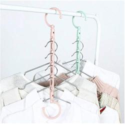 10pcs Random Color Folding Rotating 5 Holes Magic Plastic Clothes Hanger, Space Saving Wardrobe Hanging Organizer Windproof Coat Hanger Decoration