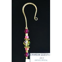 Handmade Jeweled Christmas Ornament Hanger Hook- CRIMSON QUESTION