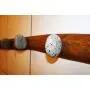 6 Stone Hooks on Oak wood - Hanger - Coat Rack with Beach STONES - Hardwood Handcrafted Wall mounted solid oak towel rack with natural Beach Stones - medal hanger - towel holder