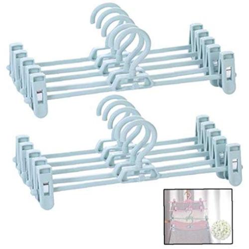 10 Pcs Plastic Cloth Hangers with Non-Slip Big Clips Closet Organizing Tool Saving More Space for Slack Trouser Jeans Towels