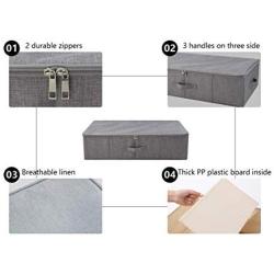 iwill CREATE PRO Under Bed Storage Containers, Underbed Shoe Storage Organizer Boxes with Lids, Blankets, Cloth Storage Bins. Dark Gray