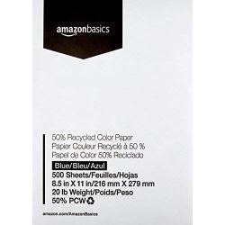 AmazonBasics 50% Recycled Color Printer Paper - Blue, 8.5 x 11 Inches, 10 Ream Case (5000 Sheets)