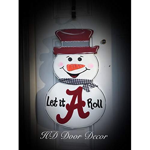 University of Alabama Snowman door hanger Winter wreath roll tide wreath