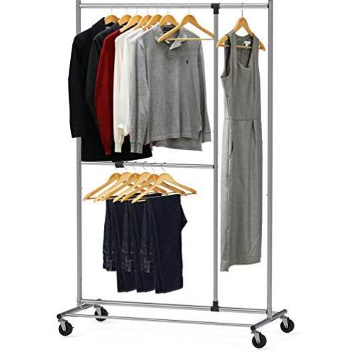 Simple Houseware Dual Bar Adjustable Garment Rack, Chrome, 72-inch Height Simple Houseware Dual Bar Adjustable Garment Rack, Chrome, 72-inch Height