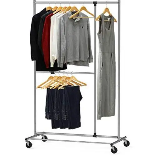 Simple Houseware Dual Bar Adjustable Garment Rack, Chrome, 72-inch Height