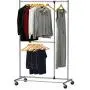 Simple Houseware Dual Bar Adjustable Garment Rack, Chrome, 72-inch Height