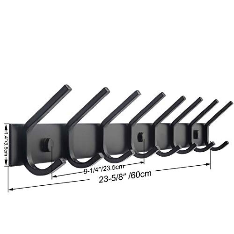 Coat Rack Wall Mounted Long,5 Tri Hooks For Hanging Coats, Coat