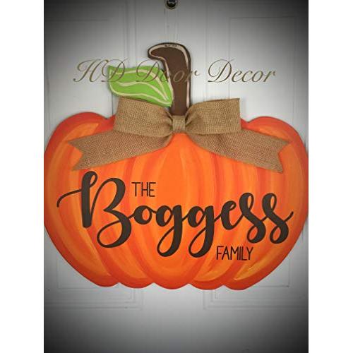 Personalized Pumpkin Door hanger Farmhouse fall Wreath