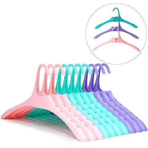 ACIOOCO Stack Clothes Hangers with Cascading Hooks Space Saving Non Slip Ideal for Coat Sweater Jackets Skirts Shirts Suit Hanger Wide Shoulder Plastic Hanger Storage Organizer