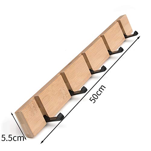 Cher9 Coat Rack,Nailless Folding Coat Hook Hallway Bedroom Door Hat Clothes Rack Hanger Kitchen Toilet Wall Brack Hook,Bamboo Color 4 Hooks