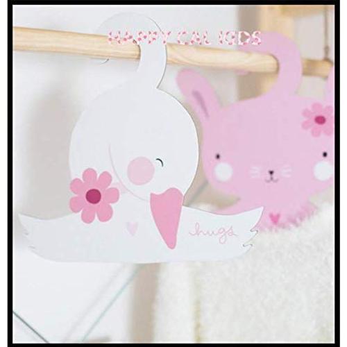 Cute swan Rabbit Fox Penguin Wooden Children Clothes Hanger Lovely Wood Coat Rack Baby Hanger for Kids Room Decoration Hook 5pcs Random Style