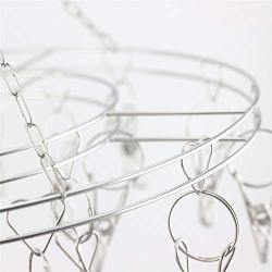 Clothes Hanger 20 Clips Hanging Drying Rack Laundry Drip Hanger Stainless Steel Sturdy And Space Saving Drying Racks For Socks Baby Clothes Bras Towel Pants Hangers ( Color : Silver , Size : 36cm )