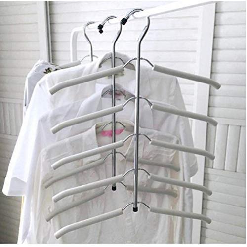 2pcs Multi-Layer Clothes Hanger Hook Trousers Pants Storage Rack Drying Wardrobe Organizer Hanger Anti-Slip Home Storager