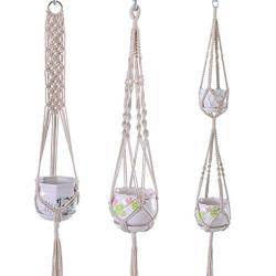 WAOving Macrame Plant Hanger Cotton Rope Indoor Outdoor Hanging Basket Flower Pots Net