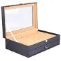 Pen Display Boxes 24 Piece Black Leather Flannel Pen Organizer Box,Glass Pen Display Case Storage Boxes with Lid,Top Glass Window Two Level Display Case with Drawer Pen Collection Display Case (Black)