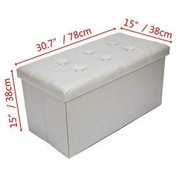 30" Folding Ottoman Storage Bench Toy Boxes Storage Chest/Footrest/Coffee Table/Padded Seat (Gray)