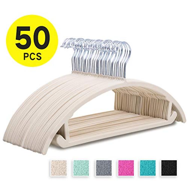 Premium Velvet Shirt Hangers (50 Pack) Non Slip Clothes Hangers