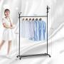 Cxjff Floor Standing Coat Rack Movable Hanger Clothes Bags Leisure 10 Hooks Easy Install, Iron (Color : Black, Size : 105x40x177cm)