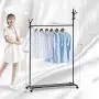 Cxjff Floor Standing Coat Rack Movable Hanger Clothes Bags Leisure 10 Hooks Easy Install, Iron (Color : Black, Size : 105x40x177cm)