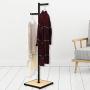 WZP Clothing Display Stand Creative Metal Wrought Iron Floor Coat Rack,Wooden Nordic Easy to Assemble Stainless Steel Bedroom Independent Hanger Nakajima/Black/As Shown