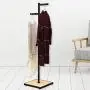 WZP Clothing Display Stand Creative Metal Wrought Iron Floor Coat Rack,Wooden Nordic Easy to Assemble Stainless Steel Bedroom Independent Hanger Nakajima/Black/As Shown
