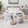 IRIS USA, Inc TB-42 12 Quart Stack & Pull Box, Multi-purpose Storage Bin, 6 Pack, Pearl