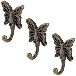 uxcell Metal Home Butterfly Design Vintage Style Clothes Hanger Hook 3 Pcs Bronze Tone