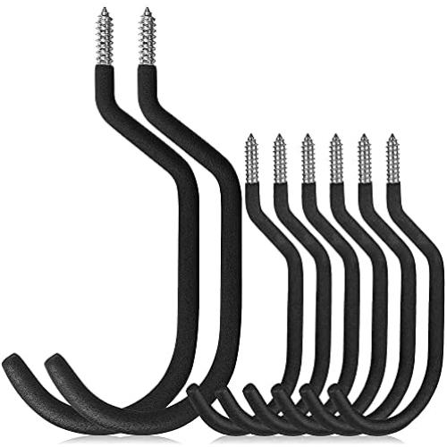 SAZ HOME Bike Hooks for Garage 8 Pack (2 Extra Large Hooks, 6 Standard) - Ceiling Hook, Garage Hooks Heavy Duty, Bike Hooks for Ceiling & Bicycle Hooks, Screw Hooks to Organize Tools & Ladder SAZ HOME Bike Hooks for Garage 8 Pack (2 Extra Large Hooks, 6 Standard) - Ceiling Hook, Garage Hooks Heavy Duty, Bike Hooks for Ceiling & Bicycle Hooks, Screw Hooks to Organize Tools & Ladder
