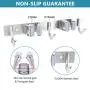 POPRUN Mop and Broom Holder Wall Mounted Tool Storage Organizer Stainless Steel Organization Hanger for Kitchen,Bathroom,Garden,Garage,Office(2 Racks 3 Hooks)