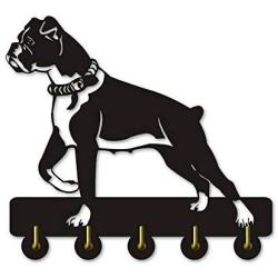 Creative Animal Theme Clothes Hooks Boxer Dog Silhouette Decorative Wooden Wall Hanger Coat Hook Unique Wall Art Indoor Decoration Wall Sticker,Black