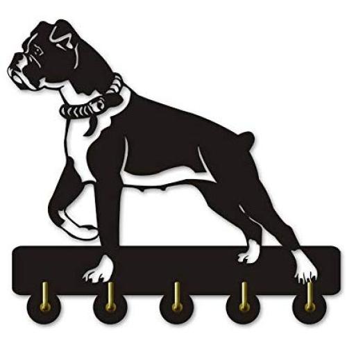 Creative Animal Theme Clothes Hooks Boxer Dog Silhouette Decorative Wooden Wall Hanger Coat Hook Unique Wall Art Indoor Decoration Wall Sticker,Black