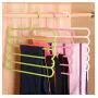 Junson Suit Hanger Multifunctional Five-Layer Pants Rack Drying Rack Candy Color Plastic Tie Storage Rack(Blue) Clothes Hanger