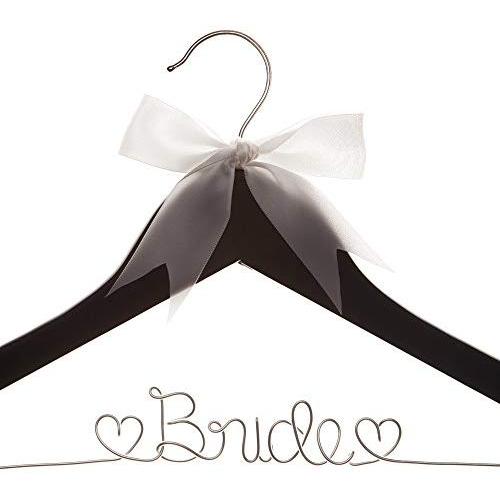 Ella Celebration Bride to Be Wedding Dress Hanger Wooden and Wire Hangers for Gown (Black with Silver Wire) Ella Celebration Bride to Be Wedding Dress Hanger Wooden and Wire Hangers for Gown (Black with Silver Wire)