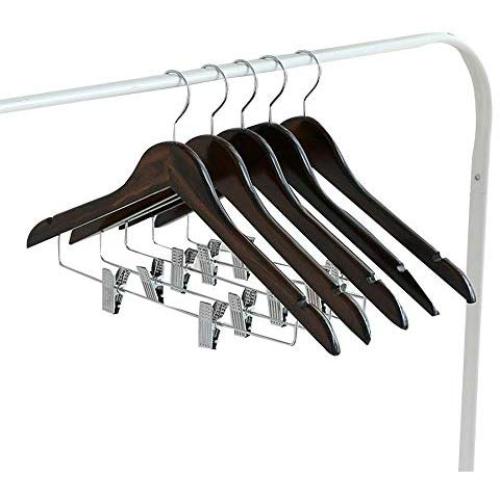 Clothes Hangers, Wooden Hangers Ultra Thin Space Saving Non-Slip Hangers Suit Hangers Velvet Hangers Ideal for Everyday Standard Use, Clothing Hangers (Dark Brown)