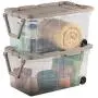 Ultra Storage Bin 2pc Clear Weathertight 40gal Boxes with Handle Portable Container Latching Lid Durable Organizer Mudroom Garage Workshop Laundry Easy Mobility & eBook by BADAshop