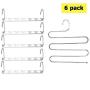 GoAhead Space Saving Hanger Set, 6pack Stainless Steel Magic Hangers, Wonder Clothes Organizer Bonus Slack Hanger