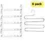 GoAhead Space Saving Hanger Set, 6pack Stainless Steel Magic Hangers, Wonder Clothes Organizer Bonus Slack Hanger