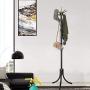 Coat Rack, Metal Frame Coat Tree,Free Standing Entryway Hat Coat Jacket Holder,Clothes Hanger with Base Stand Purse Rack Hall with 14 Rotating Plastic Hooks [Shipped from The US] (Black)