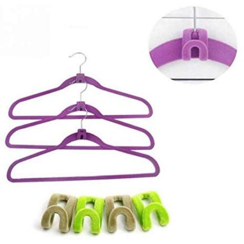 20Pcs Mini Flocking Hooks for Clothes Hanger Closet Organizer Travel Clothes Hanging Organizer Coat Hooks Color Random