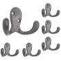 Latom Double Prong Robe Hooks Heavy Duty Wall Mounted Rustic Hanging Hooks Retro Cloth Hanger Coat Hanger - Pack of 6