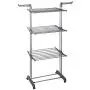 STORAGE MANIAC 3 Tier Rolling Clothes Drying Rack Folding Laundry Dryer Hanger with Foldable Wings Compact Storage Steel Indoor Outdoor STORAGE MANIAC 3 Tier Rolling Clothes Drying Rack Folding Laundry Dryer Hanger with Foldable Wings Compact Storage Steel Indoor Outdoor