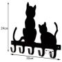 Cxjff Black Metal Wall-Mounted Coat Hooks Key Holder, Clothes Coat Hat Decorative Wall Hooks Robe Hanger, Cat Design 5-Hooks Rack (Size : 32 ×24 cm)