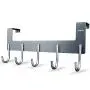 UDENIS Over Door Hanger Hook Heavy-Duty Hanging Clothes,Coat,Bag,Robe,Towel,Bathroom,Closet,Back of Door Hanger,Sturdy Anti-Rust Lightweight 5-Hooks Aluminum Grey
