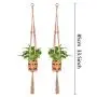 2packs Macrame Plant Hanger Indoor Outdoor Hanging Planter Basket Jute Rope with Beads 4 Legs 35 Inch