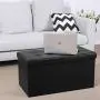 SONGMICS 30 Inches Folding Storage Ottoman Bench with Flipping Lid, Storage Chest Footstool, Faux Leather, Black ULSF45BK