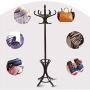 Cxjff Floor Standing Coat Rack Stable Design Hanger Clothes 12 Hooks European Style Easy Install, Wood, 3 Colors (Color : Dark Brown, Size : 27x27x184cm)