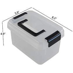 Teyyvn Plastic Mini Latch Box, Storage Bin with Locking Lids(Pack of 4, 2 L, Clear)