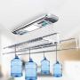 Drying Rack Electric Laundry, Ceiling Mounted Electric Lift Clothes with LED Light RC Control,Multi Function for Option Aluminum Alloy Hanger Gifted (Color : Silver)