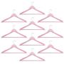 Harbour Housewares Wooden Coat/Clothes Hangers - Trouser Bar & Notches - Pastel Pink - Pack of 10